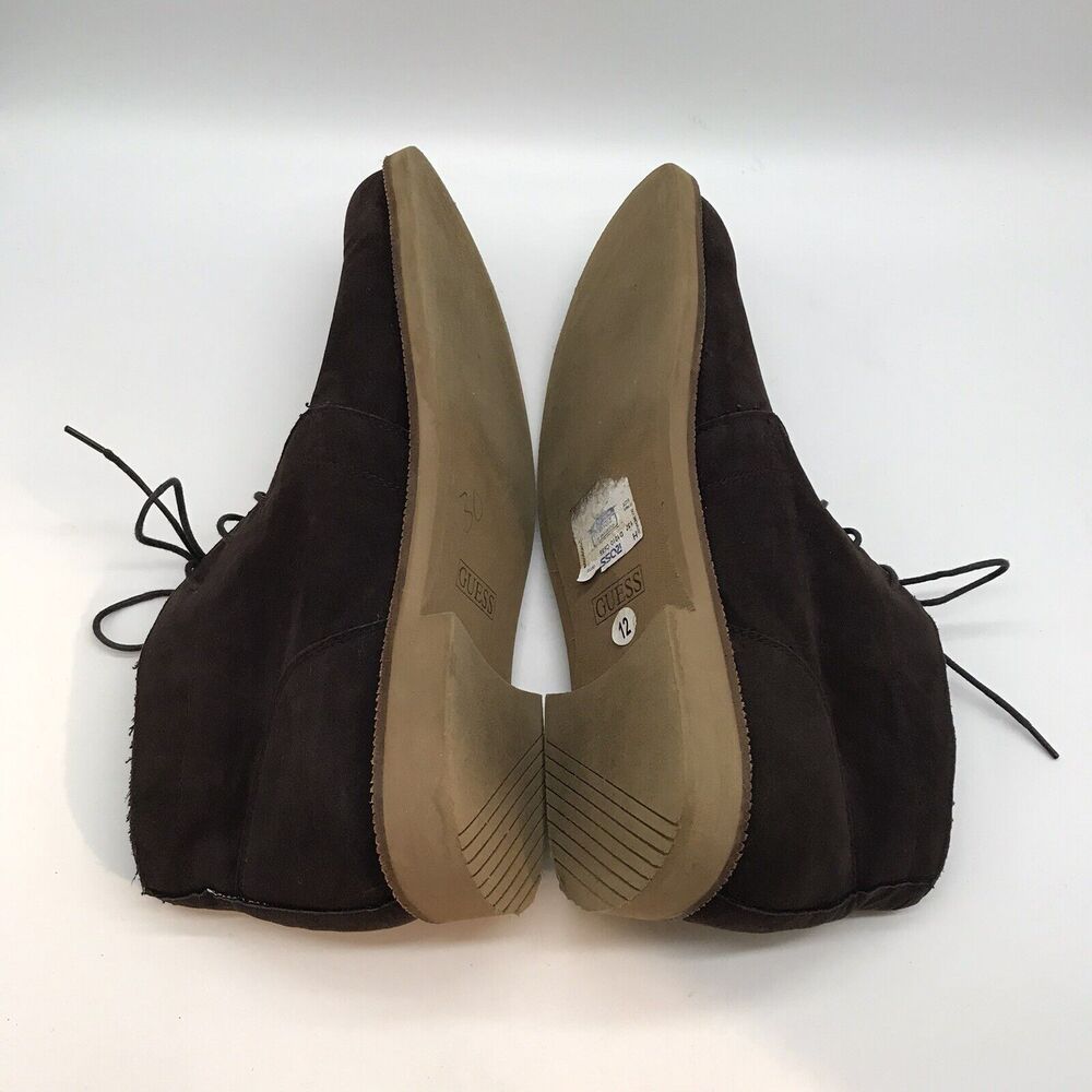 Guess Brown Faux Suede Leather Chukka Boots Men's 12 Lace Up Mid Top Ankle Shoes - Picture 7 of 11